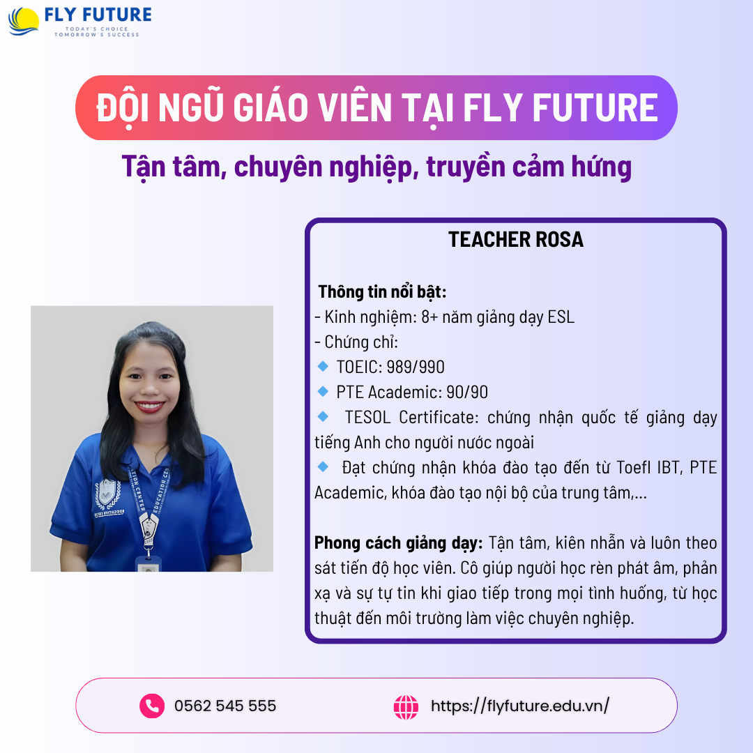 Cô giáo Rosa tại lớp học tiếng anh online Fly Future