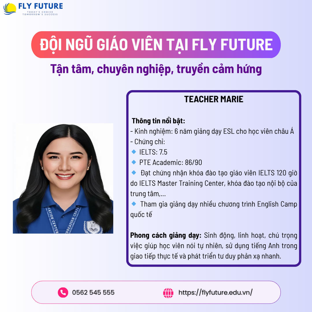 Cô giáo Marie tại lớp học tiếng anh online Fly Future